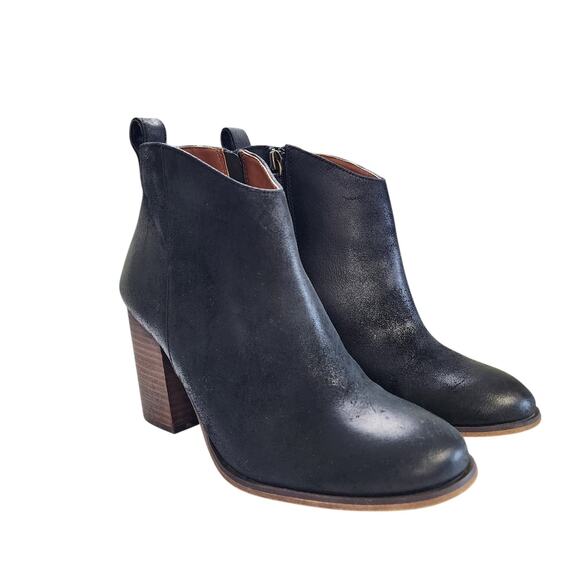 BP Womens Lance Booties Size 8.5 Black Distressed Leather Block Heel Westerm - Picture 2 of 10